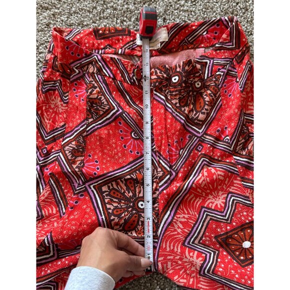 Anthropologie Skirted Wide Leg Retro Red Pants Trousers Size 6 Geometric Print s - Picture 5 of 8